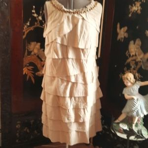 ❤S.L. FASHIONS Tan Tiered Ruffled Dress💕💕💕